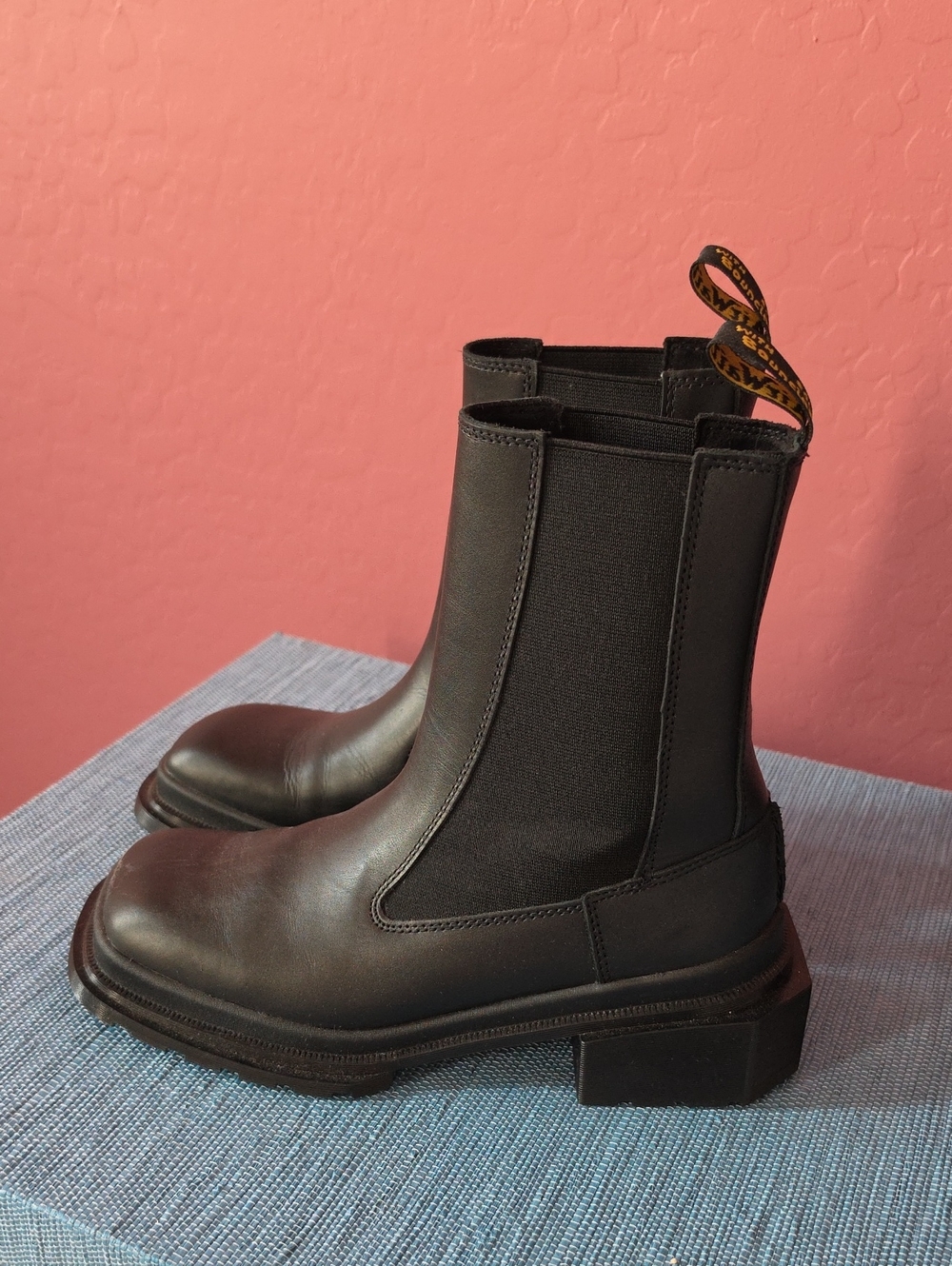 Dr. Martens Black Combat Boots Maybole Square Toe Chelsea Boots